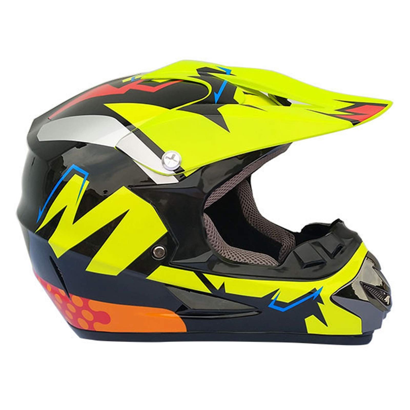 Casco, Guantes y Gafas de Motocross para niños (Juego de 4) Cascos de protección Integral para Motocicleta Casco de Karting ATV para niños y Adultos Aprobado por Dot (S / M / L / XL)