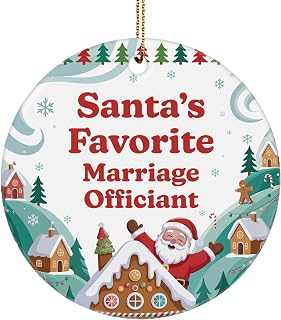 Santa’s Favorite Marriage Officiant Ornament Gifts for Wedding Officiant Staff Employee - Xmas Party Decoration - Ceramic Ornament for Christmas Tree Hanging - Holiday, New Year