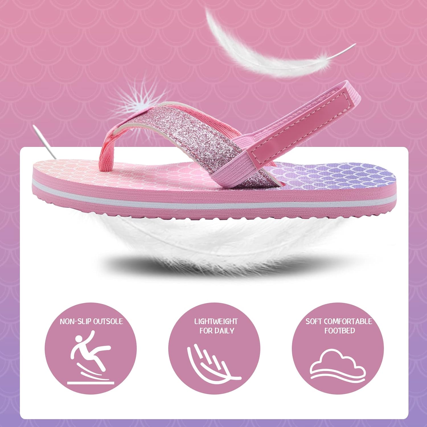WateLves Girls & Boys Kids Flip Flop summer Slide Sandals Slip on Suitable for Bath Shower Beach pool (Little Kid/Big Kid) - Image 3