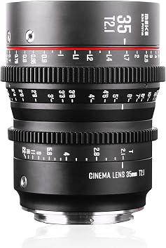 Meike 35mm T2.1 S35 Manual Focus Wide Angle Prime Cinema Lens for Canon EF Mount and EOS C100, C200, C300 Mark III, Zcam E2-S6 6K