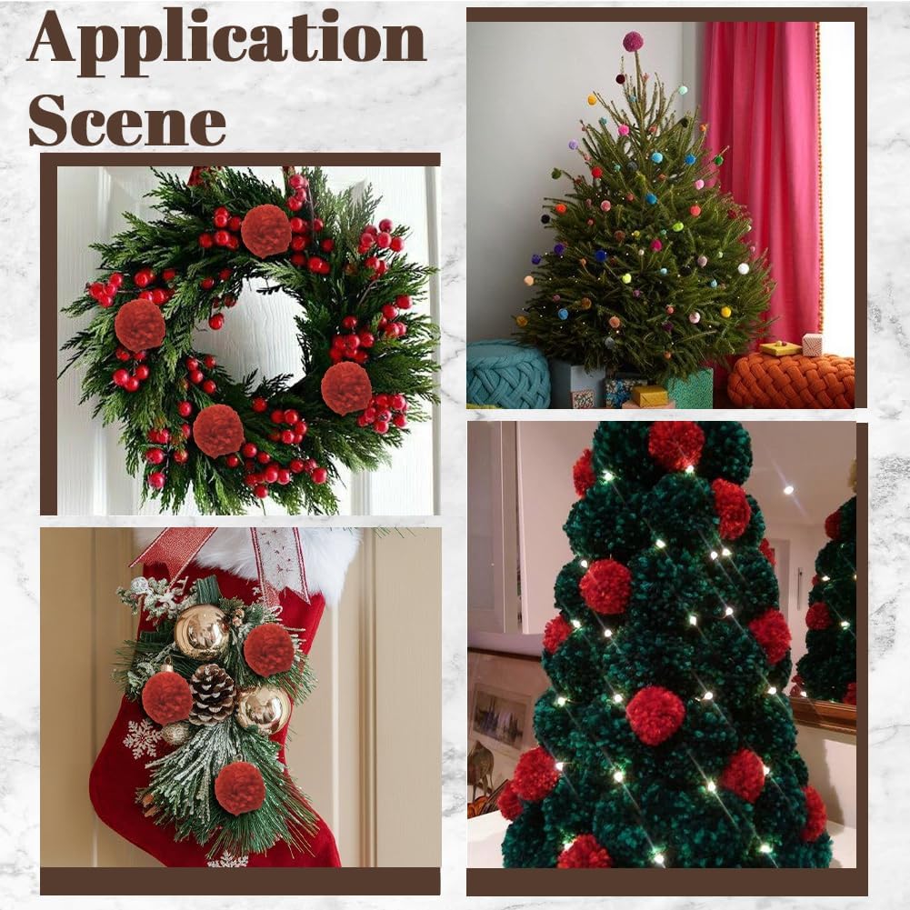 SUNNYCLUE 24Pcs Red Pompom Balls Wool Pompom Balls 1.5 Inch Fluffy Soft Fuzzy Holiday Hanging Decors Round Mini Puff Pom Pom Decorations for DIY Home Craft Making Handmade Accessories Christmas Party