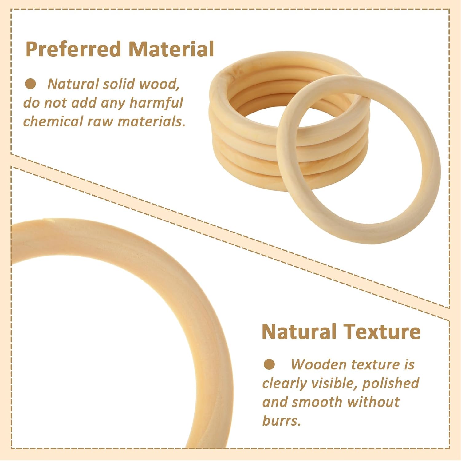 CYEAH 30 Pcs Unfinished Wooden Rings for Craft, 4 inch/ 10 cm Diameter Nature Solid Wood Rings for DIY Crafts Without Paint, DIY Natural Wood Rings for DIY Projects Macrame and Craft Making