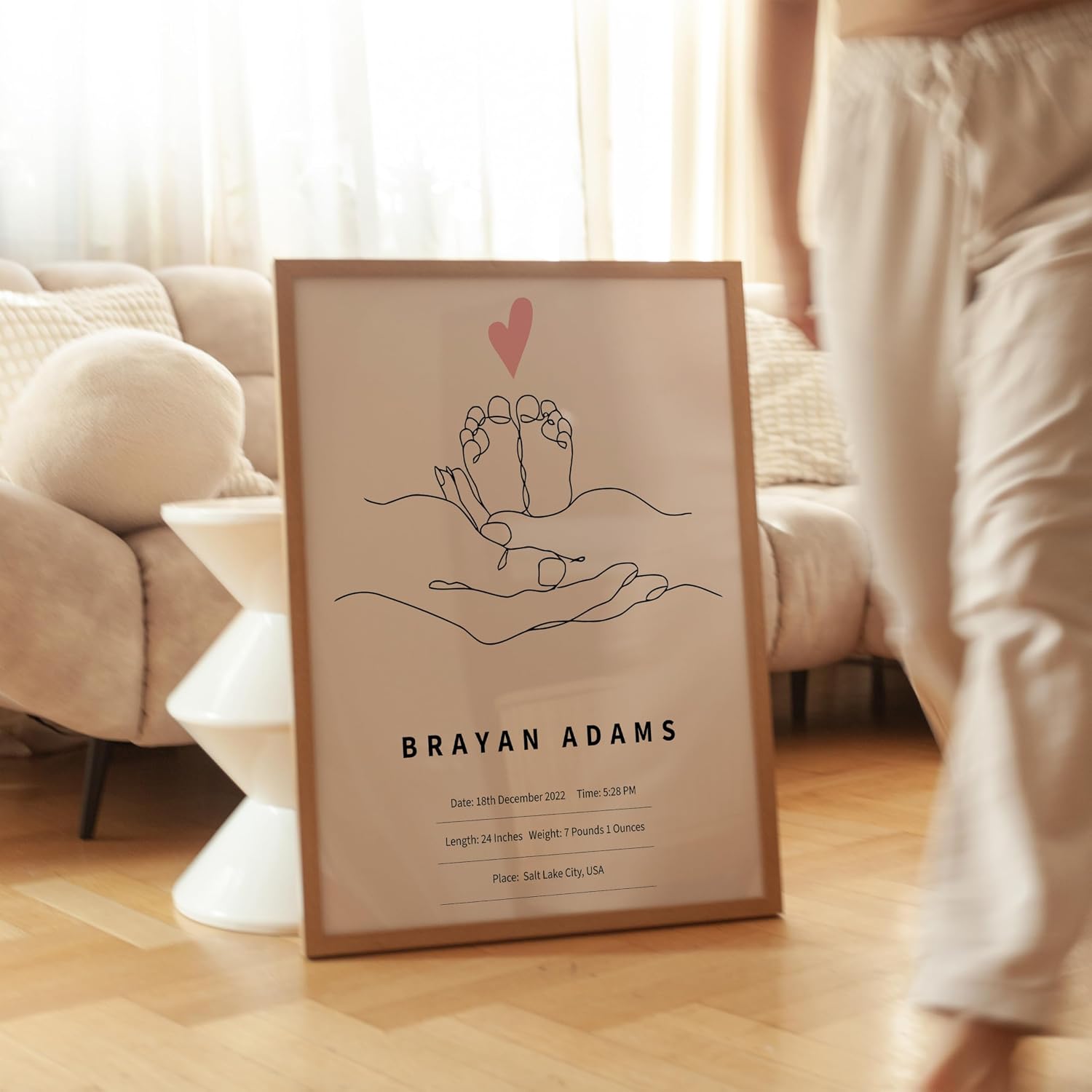 Poster Master Personalized Baby in Hands Print, Customized Footprints Poster and Canvas, Family Art, Gift for Parents, Available in 8x10 to 30x40