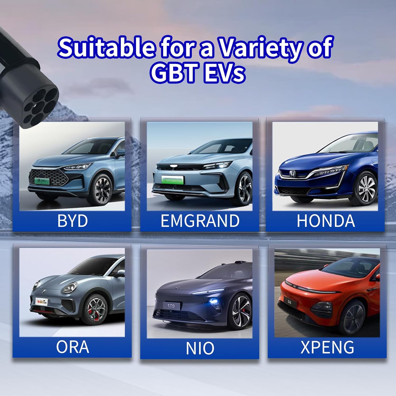 EV Charger Connector Type 1 to GBT Charger Adapter for Electric Vehicle SAE j1772 to GBT EV Black