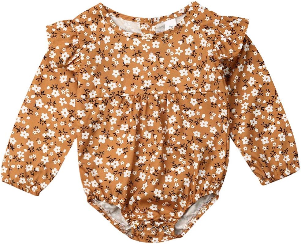 VISGOGO Kids Baby Girls Sister Matching Clothes Floral Romper Dress Headband Outfits Set (Romper #4, 0-6 Months)