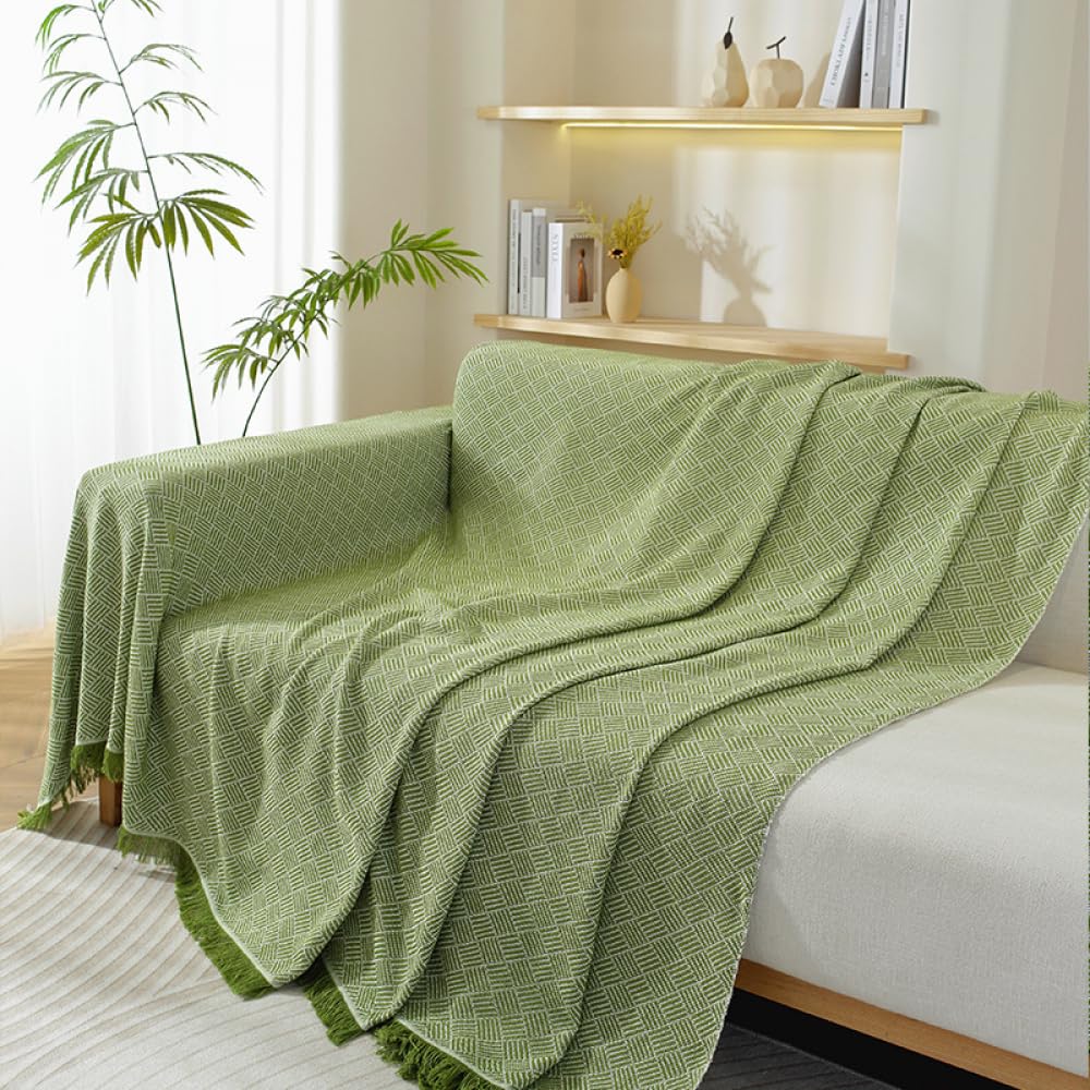 Fundas De Sofá Protector De Sofá Toalla para Sofá De Doble Cara con Patrón De Red Manta para Sofá Modernas Y Sencillas Funda Antiarañazos para Sofá A Prueba De Polvo-Green||180 * 260cm
