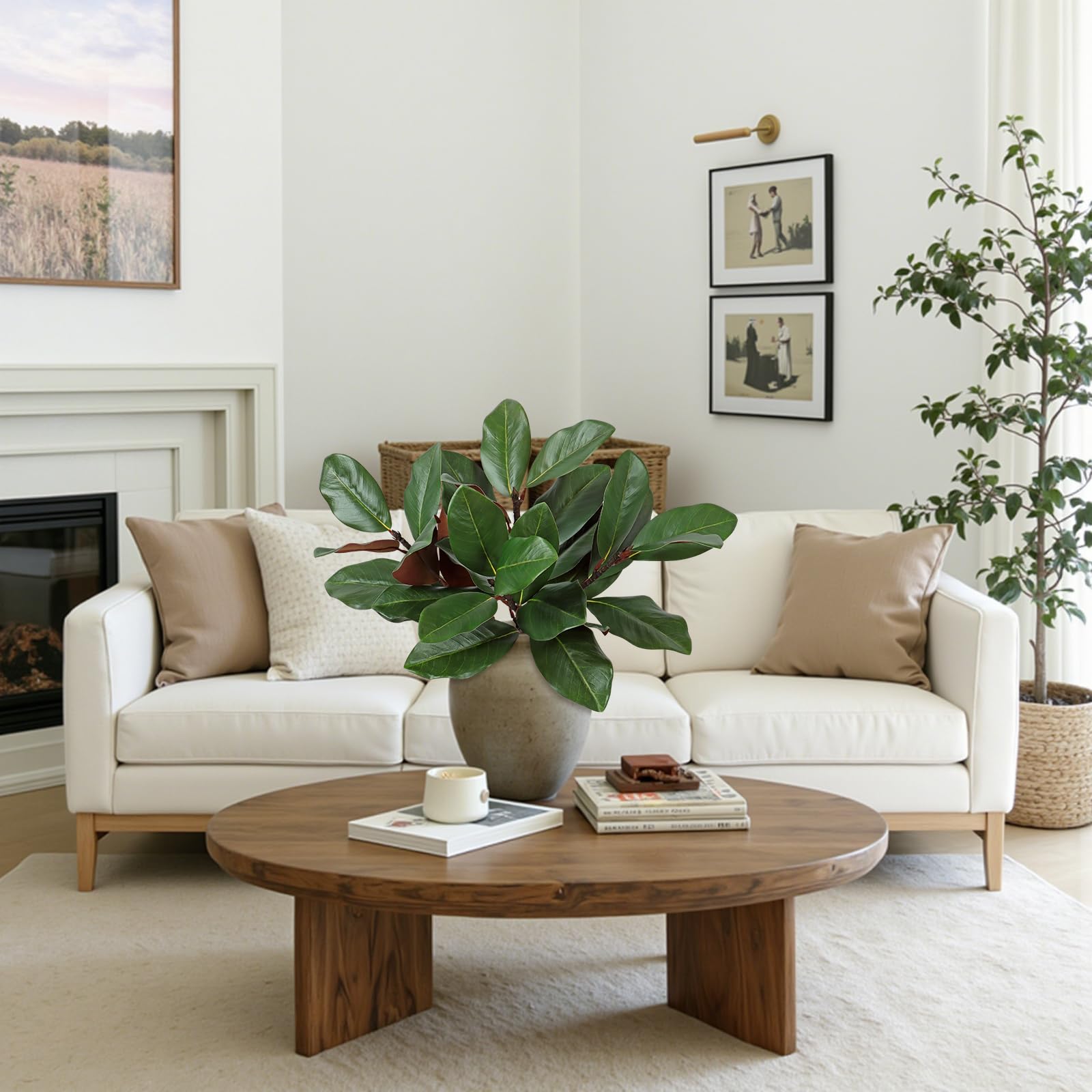 4 piante artificiali per esterni, resistenti ai raggi UV, foglie di magnolia finte, decorazione per la casa e il giardino, steli di magnolia finta per vaso, finestra, portico anteriore (55,9