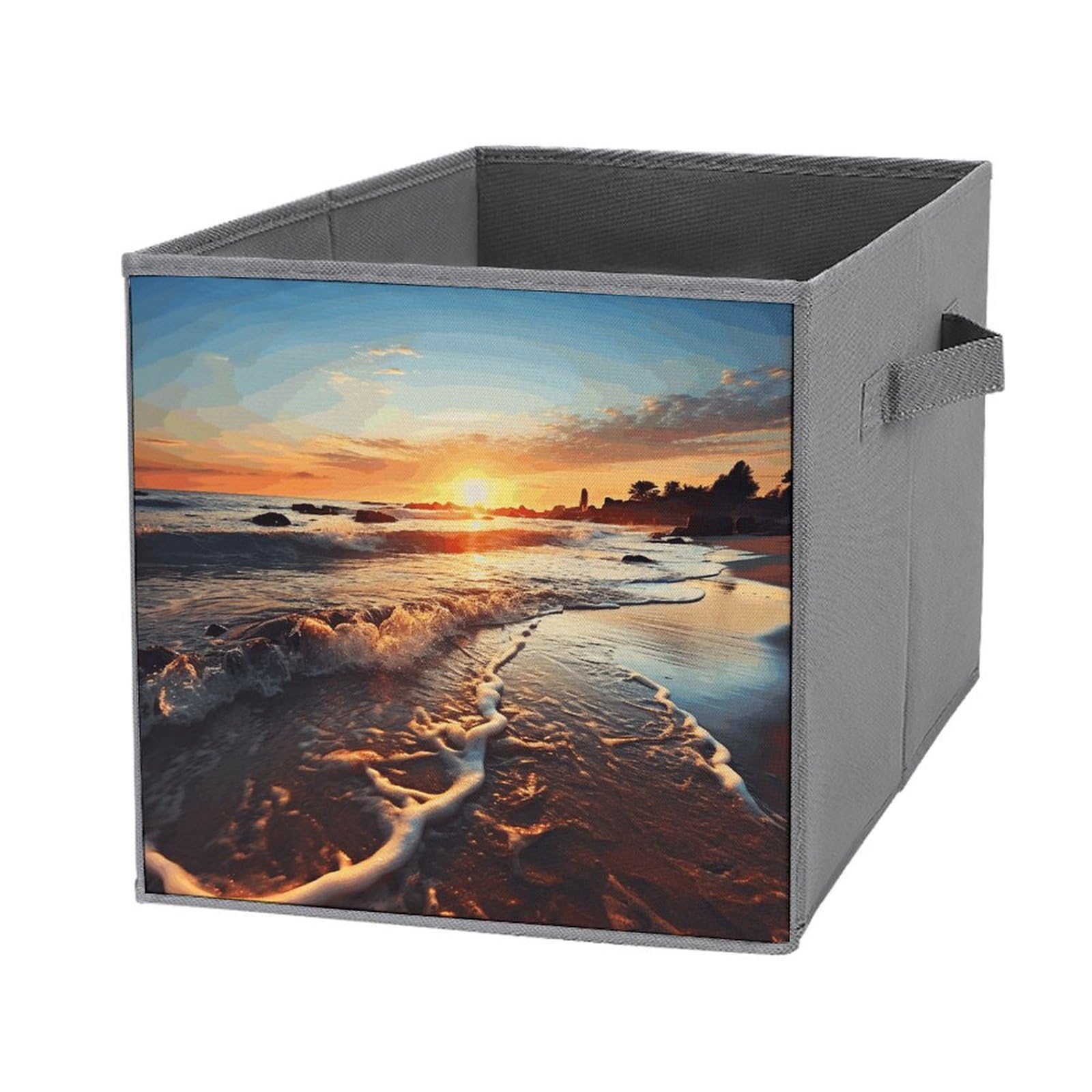 Boîtes de rangement empilables et pliables lot de 6 bacs décoratifs coucher de soleil plage