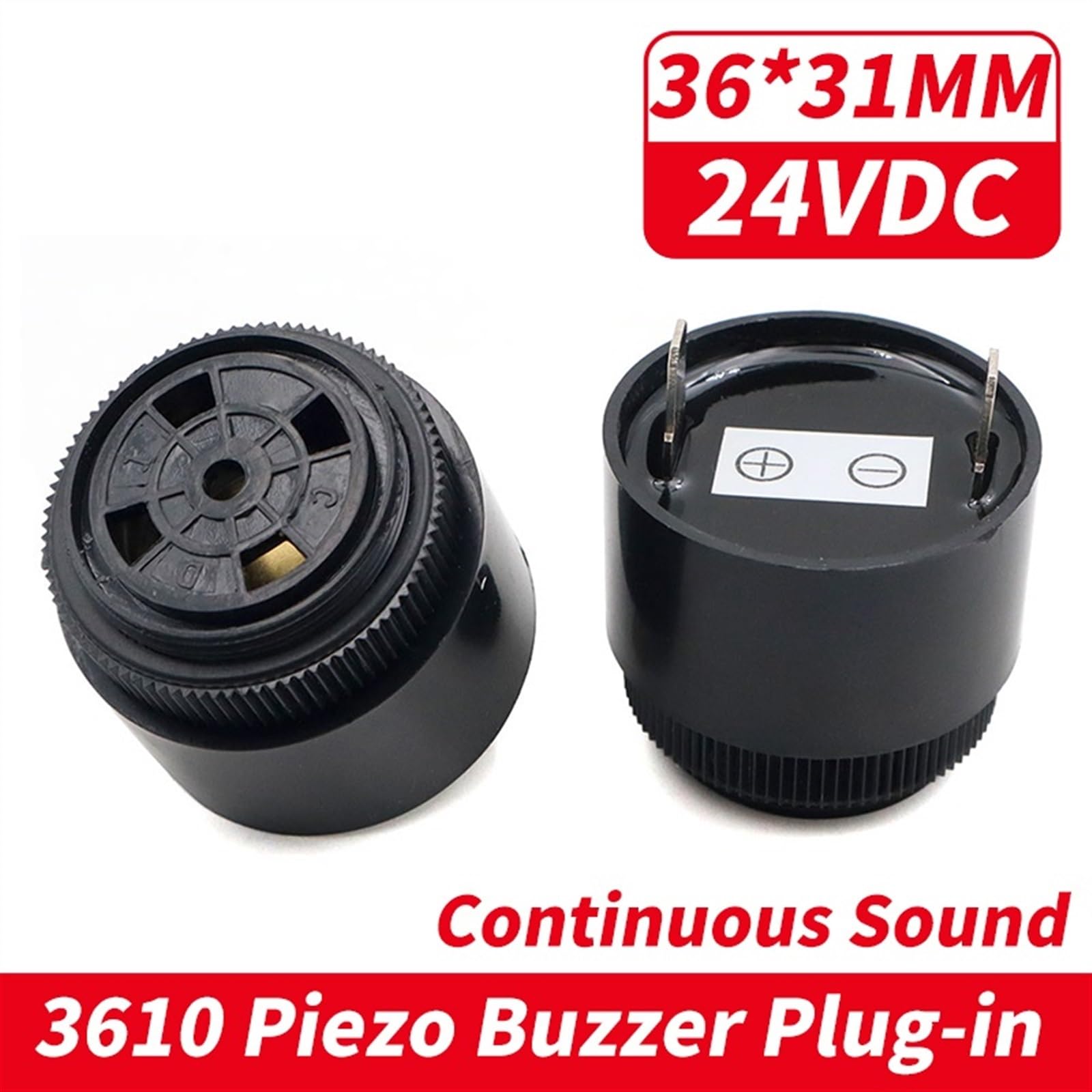 1PCS 3610 Continuous Sound 100dB Active Piezoelectric Buzzer High decibel DC 12V 24V Alarm Piezo Buzzer 36 * 32MM Plug-in/Wire(3610 DC24V Plug-in)