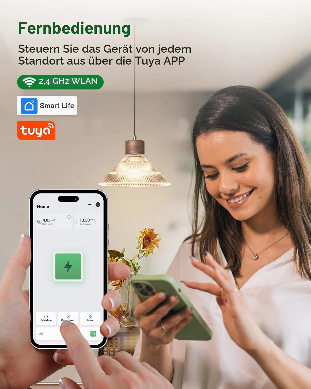 WLAN Steckdose 4er Pack Smart Life Fernbedienung Steckdose | 16A 2,4 GHz WiFi Steckdose mit Stromverbrauch Messen, Zeitschaltuhr Sprachsteuerung funktioniert mit Alexa, Google Home