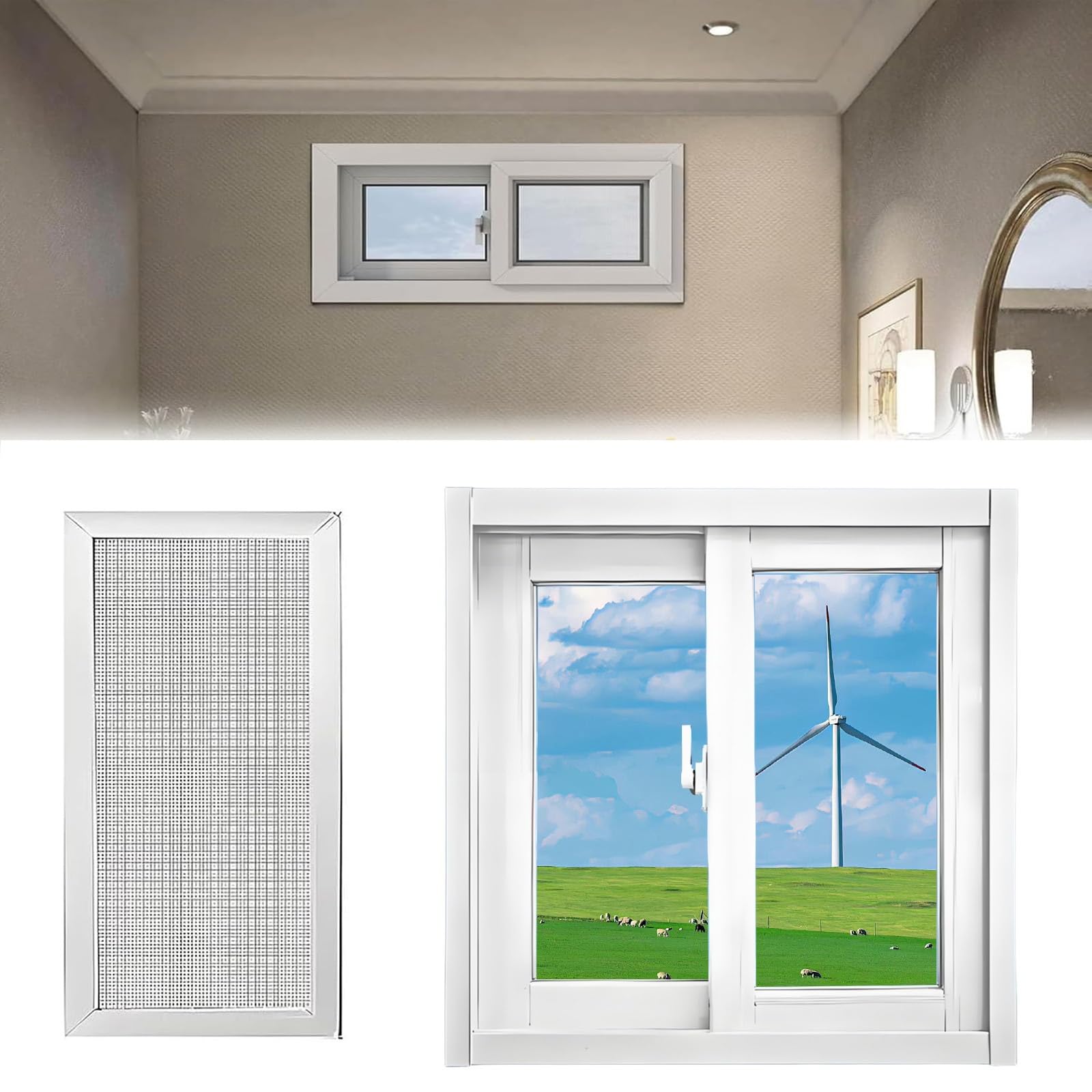 Ventana de aluminio para sótano que elimina la humedad con pantalla limpia
