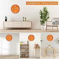 Topkey 20 cm-es Hangtalan Falióra - Narancssárga Kerek Modern Konyhai Óra Jól Olvasható Nagy Számokkal, Otthonra, Irodába 6