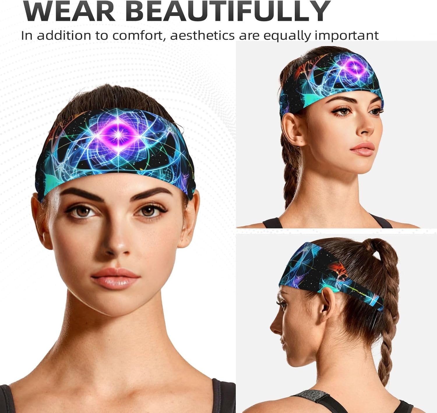 Eight Dimensional Space Elastic Exercise Headband for Sports & Workouts
