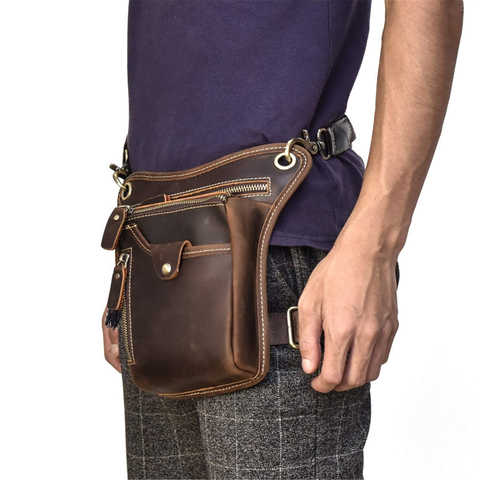 Bolsa de Cintura Riñonera Deportiva para Hombre, Hombre mujer loco caballo cuero cruz cuerpo fanny pack organizador hipazo bolso viaje deportes senderismo caminar cintura bolsa teléfono bolsa Bolso de