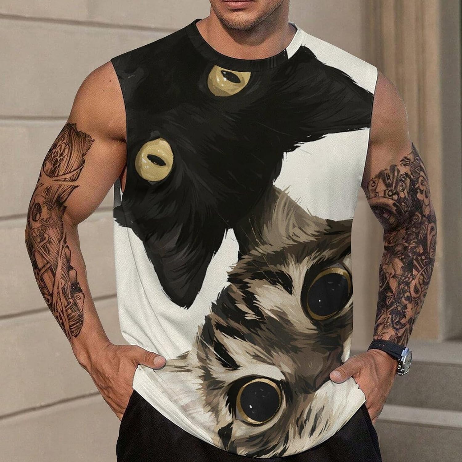Two Cats Men's Sleeveless Shirt Small