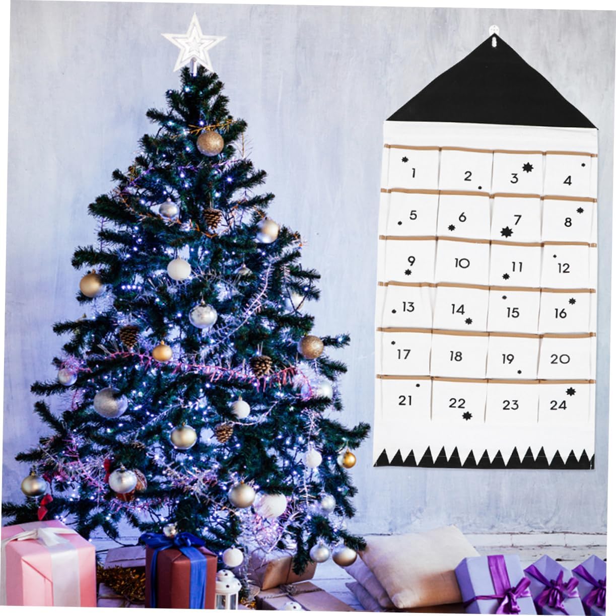 NOLITOY 2pcs Christmas Advent Calendar Pouch Wall Hanging Storage Bag Unique Design for Easy Organization and Festive Home Decor Space-saving Material