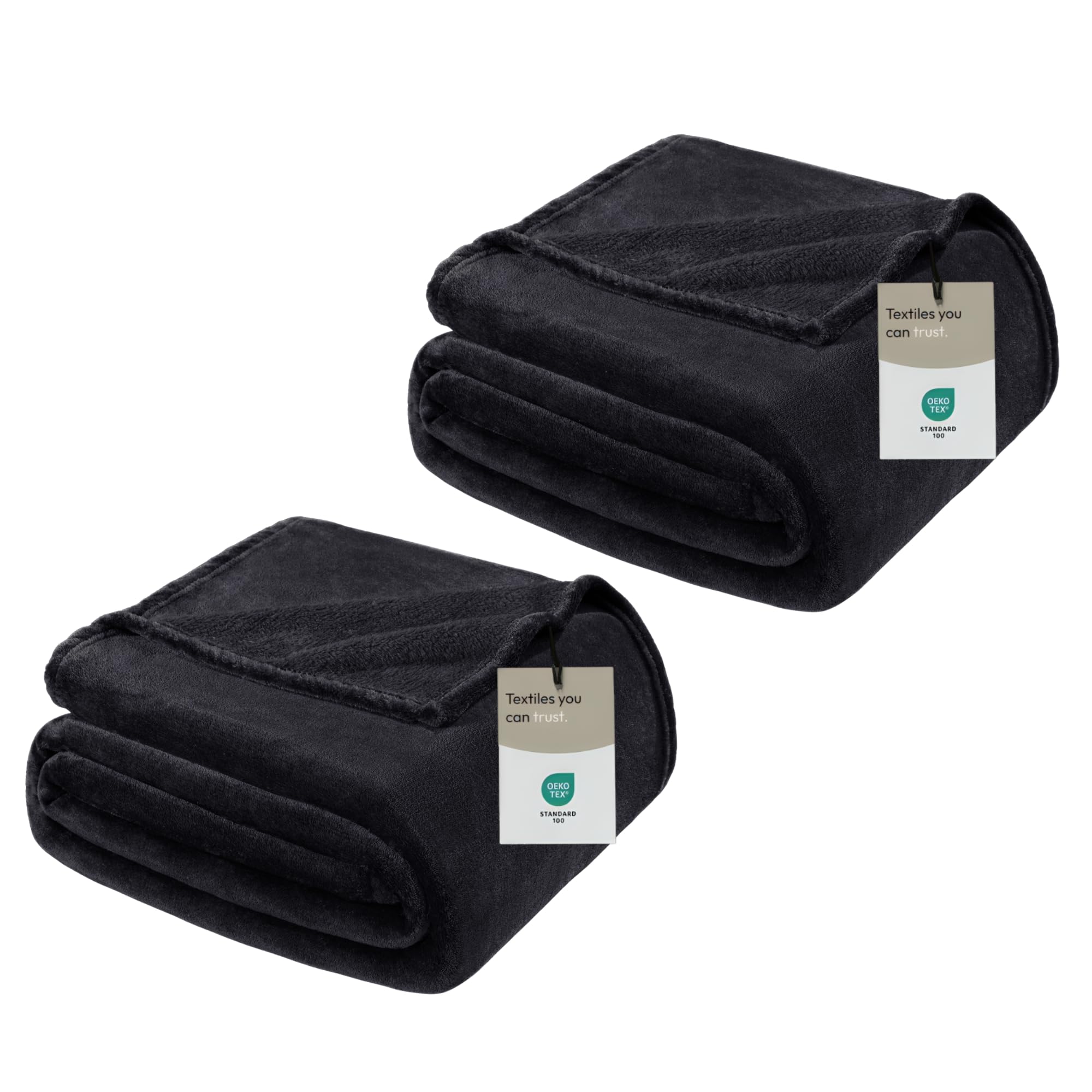BedLooms Fleece Thow Blanket for Sofas, Bed 2 Pack Black (Single,130x150cm) โ image 1