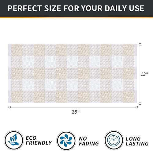 Miniatura 4 de Homaxy Toallas de cocina a cuadros de 100 % algodón, 13 x 28 pulgadas, súper suaves y absorbentes, para secar platos, paquete de 4, blanco y beige