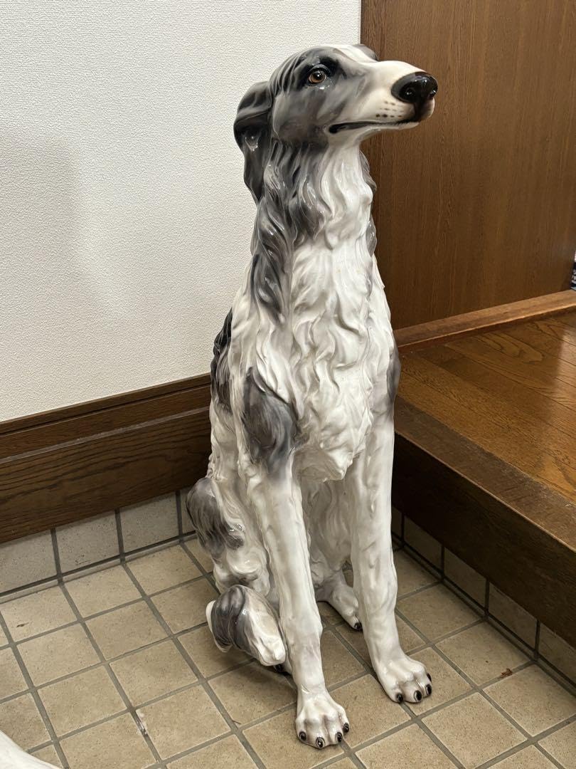 Amazon.co.jp: 引取限定 特大 実寸大 犬 置物 陶器 オブジェ 