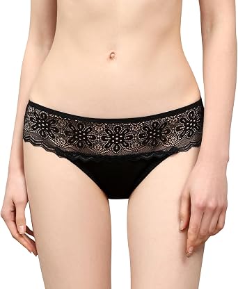 DAISYSILK 100% Mulberry Silk Panties for Women, Soft Silky Satin Bikini Underwear with Lace, Breathable & Mid Waist Fit