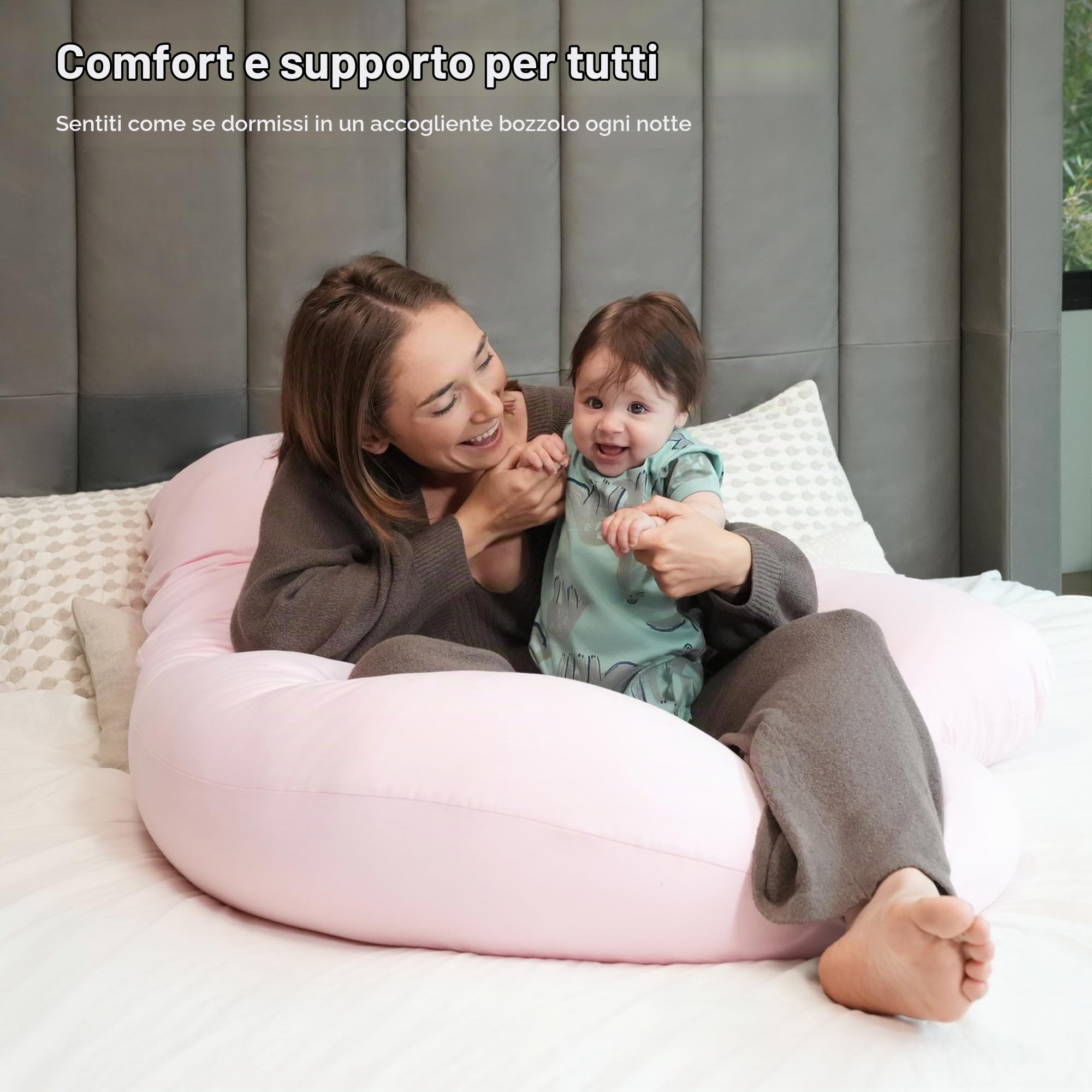 Cuscino Gravidanza con Copertura Cotone Rimovibile | Cuscino Maternità U,Supporto Totale Corpo per Dormire Senza Dolori,Cuscino per L'allattamento,Cuscino di Posizionamento