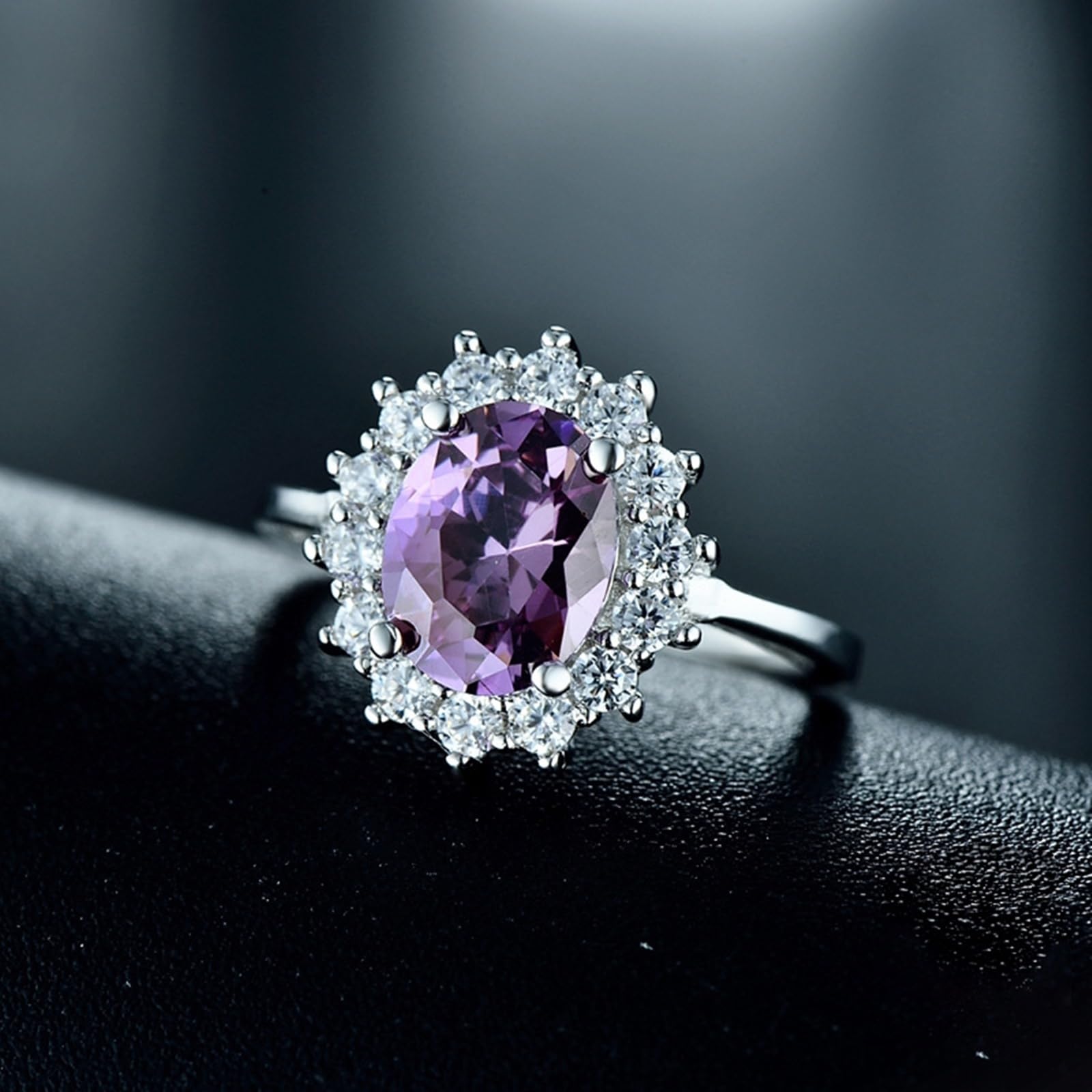 Wycian Anillo de compromiso de plata de ley 925 con circonitas de lujo, tamaño 57 (18,1)