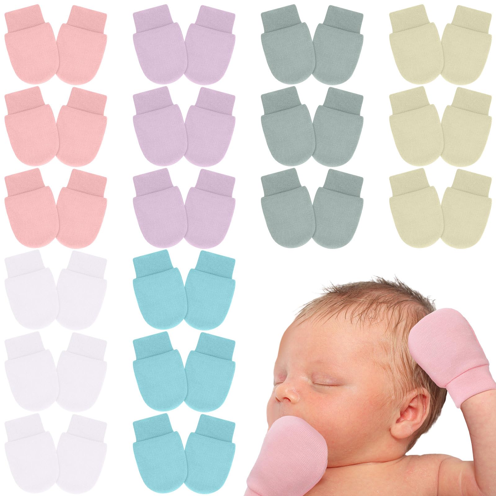18 Pairs Baby Preemie Mittens Newborn Mittens No Scratch Cotton