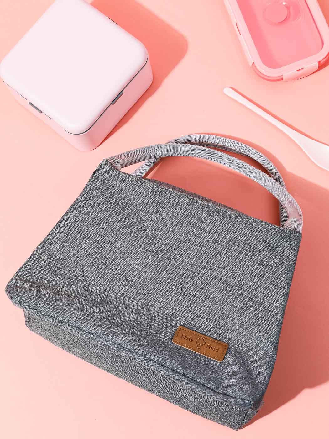 MINISO Lunch Bag Insulated Tiffin Bag Storage Bag for Office, College, School & Travel Portable Picnic Bag for Women/Men/Students/Kids 27x16x19cm (Gray Solid) 7 71VmUXMNyfL. SL1400