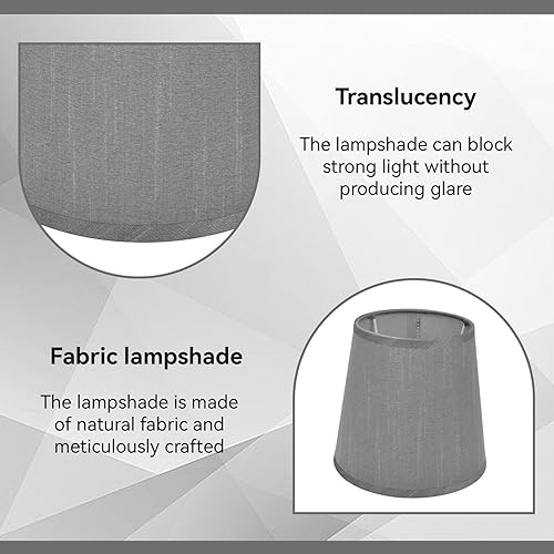 Miniatura 7 de Cyrank Juego de 2 pantallas de lámpara pequeña, mini lámpara de araña para lámparas, pantalla de tela de barril para lámpara de mesa y piso (gris)