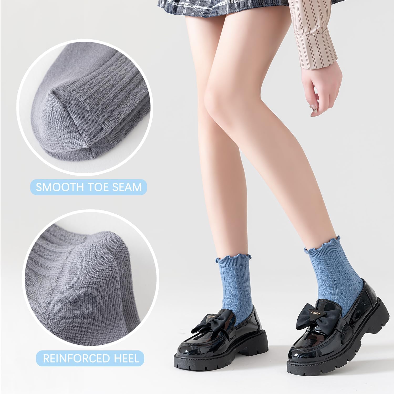 Mcool Mary Women's Ruffle Socks,Casual Ankle Breathable Cool Knit Cotton Cute Crew Frilly Sock 6 Pack - Image 3