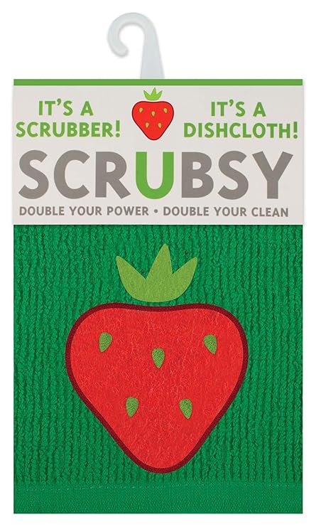 MU Kitchen Scrubsy Dishcloth and Scrubber, Strawberry