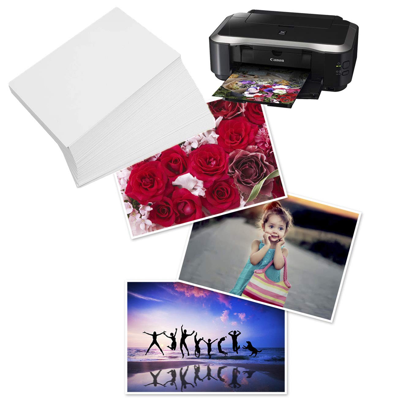 100 hojas de papel fotográfico de alta calidad de alto brillo, 6 x 8 pulgadas, 200 g/m², papel fotográfico blanco profesional impermeable, para impresoras de inyección de tinta