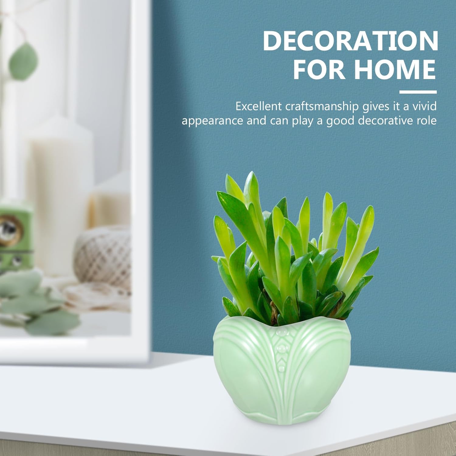 SUPVOX Ceramic Succulent Plant Pot with Drainage Hole, Vintage Style Bonsai Planter for Indoor Green Plants, Medium Size Glazed Flowerpot for Home and Office Decor