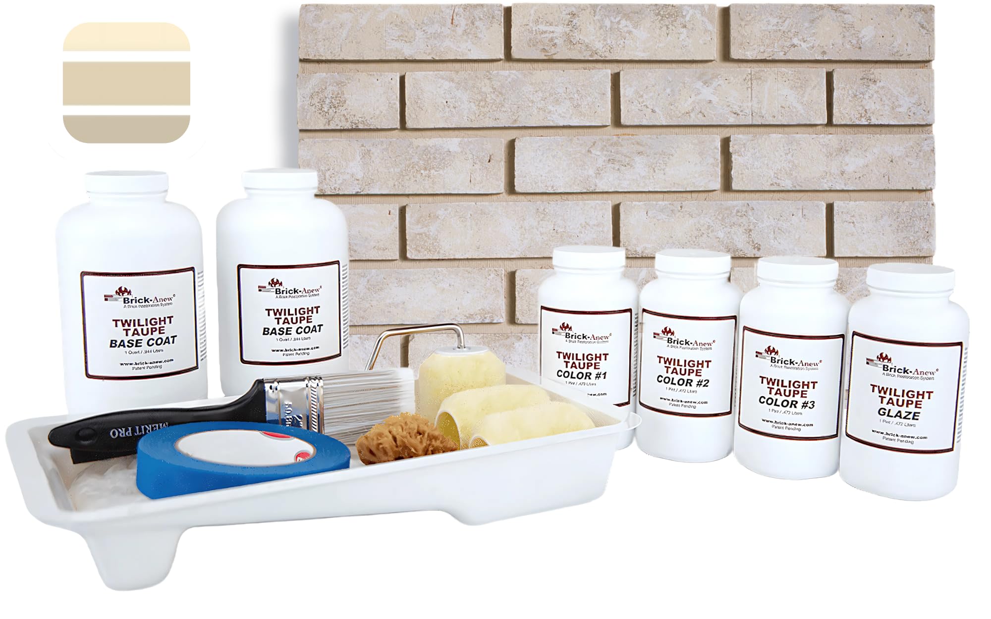 Brick-Anew All-in-One Brick Fireplace Paint Kit – Easy DIY Makeover for a Natural, Realistic Brick Look (Frosted Sunshine) Not Your Boring White Paint or Chalk Paint!