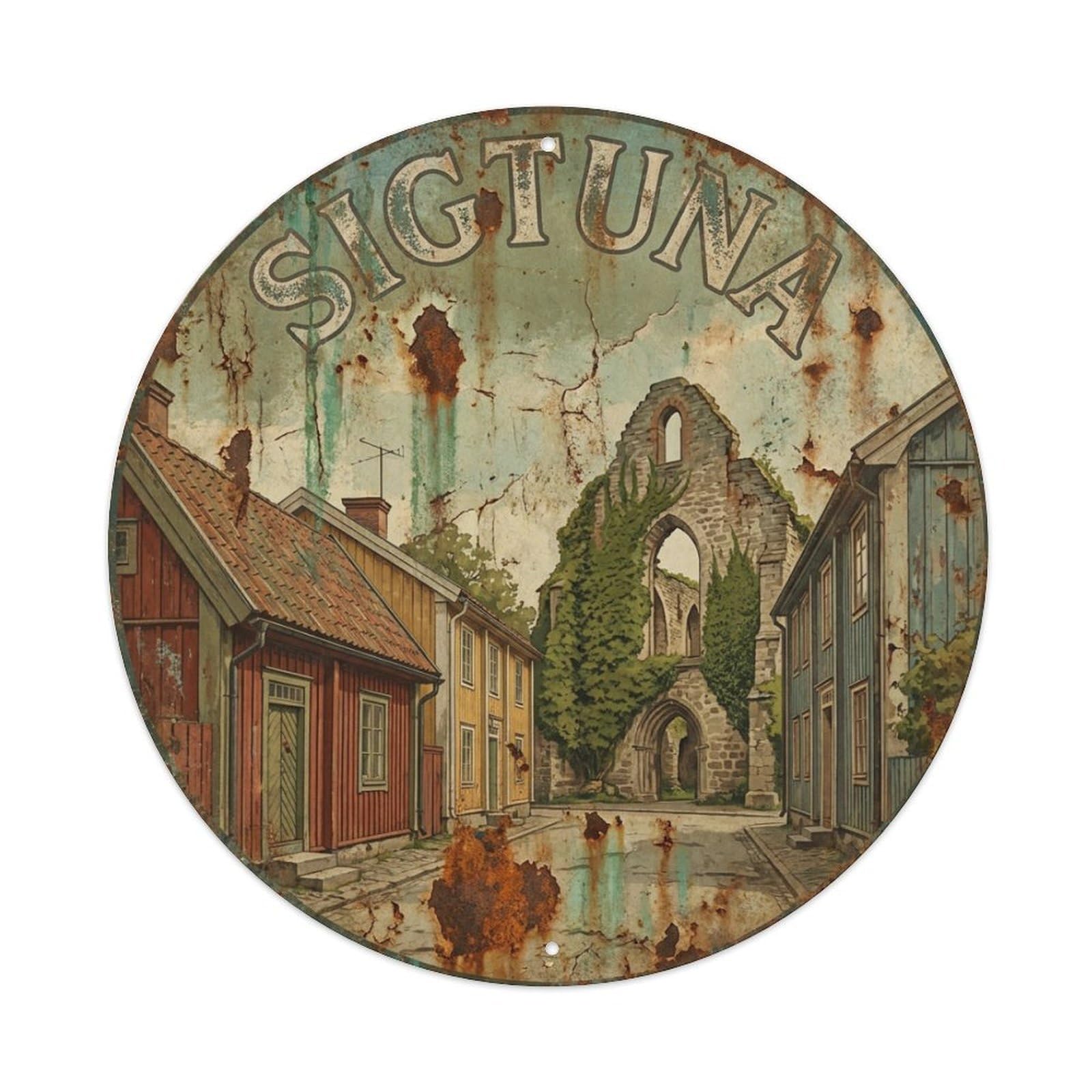 Galvaxio Style Sweden Vintage Travel Sigtuna Metal Tin Sign