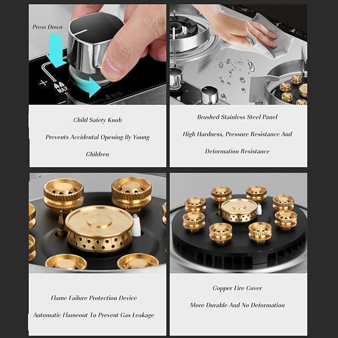 Estufa de Gas 2 Puestos 75 cm Panel Acero Inoxidable miniatura 4