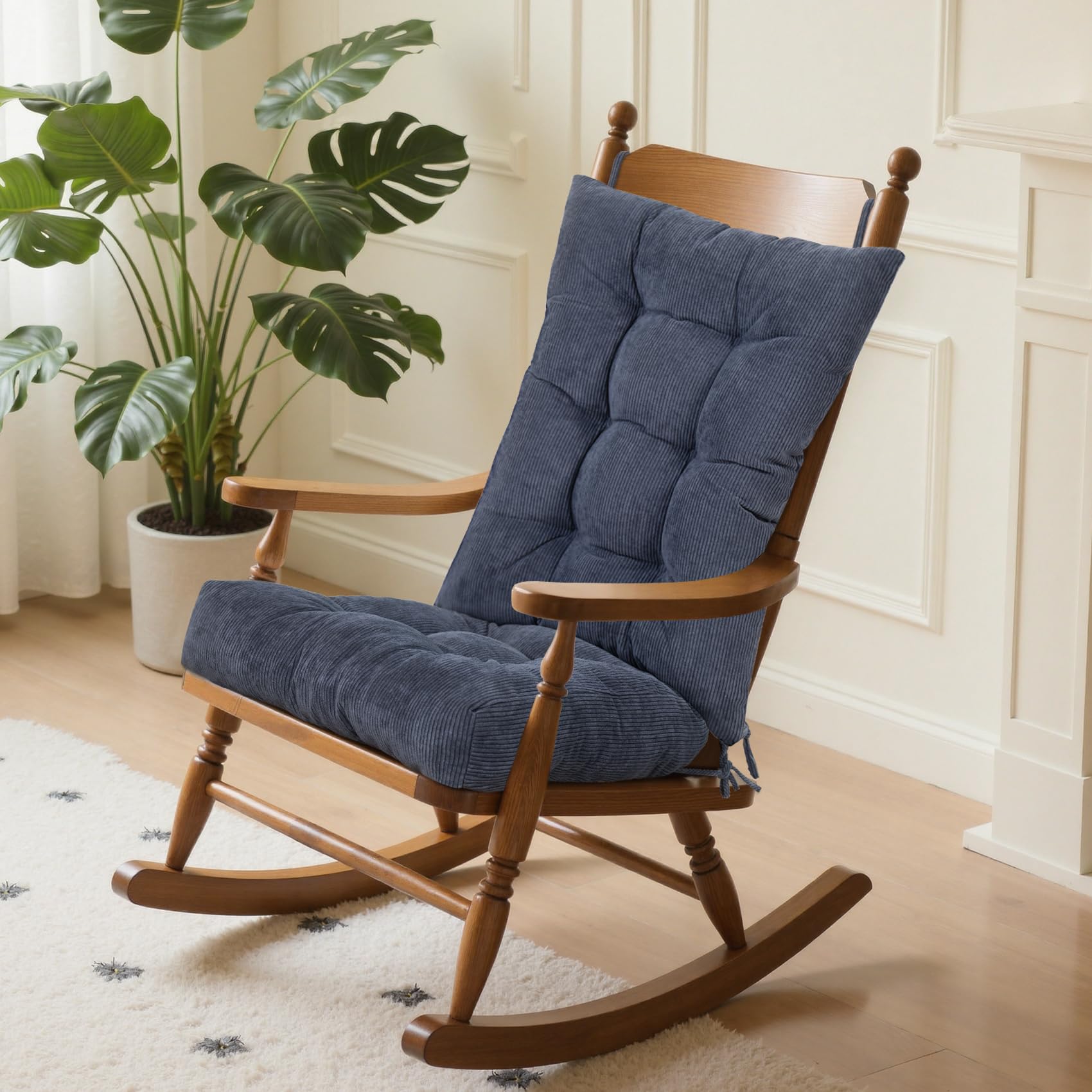 NewHome High-Back Rocking Chair Cushions – 2-Piece Set With Lumbar Support & Non-Slip Base