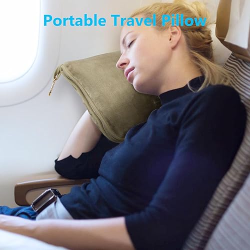 Miniatura 3 de Manta de viaje prémium para avión, almohada suave 2 en 1 con bolsa compacta, cinturón de equipaje de mano y clip para mochila, artículos esenciales