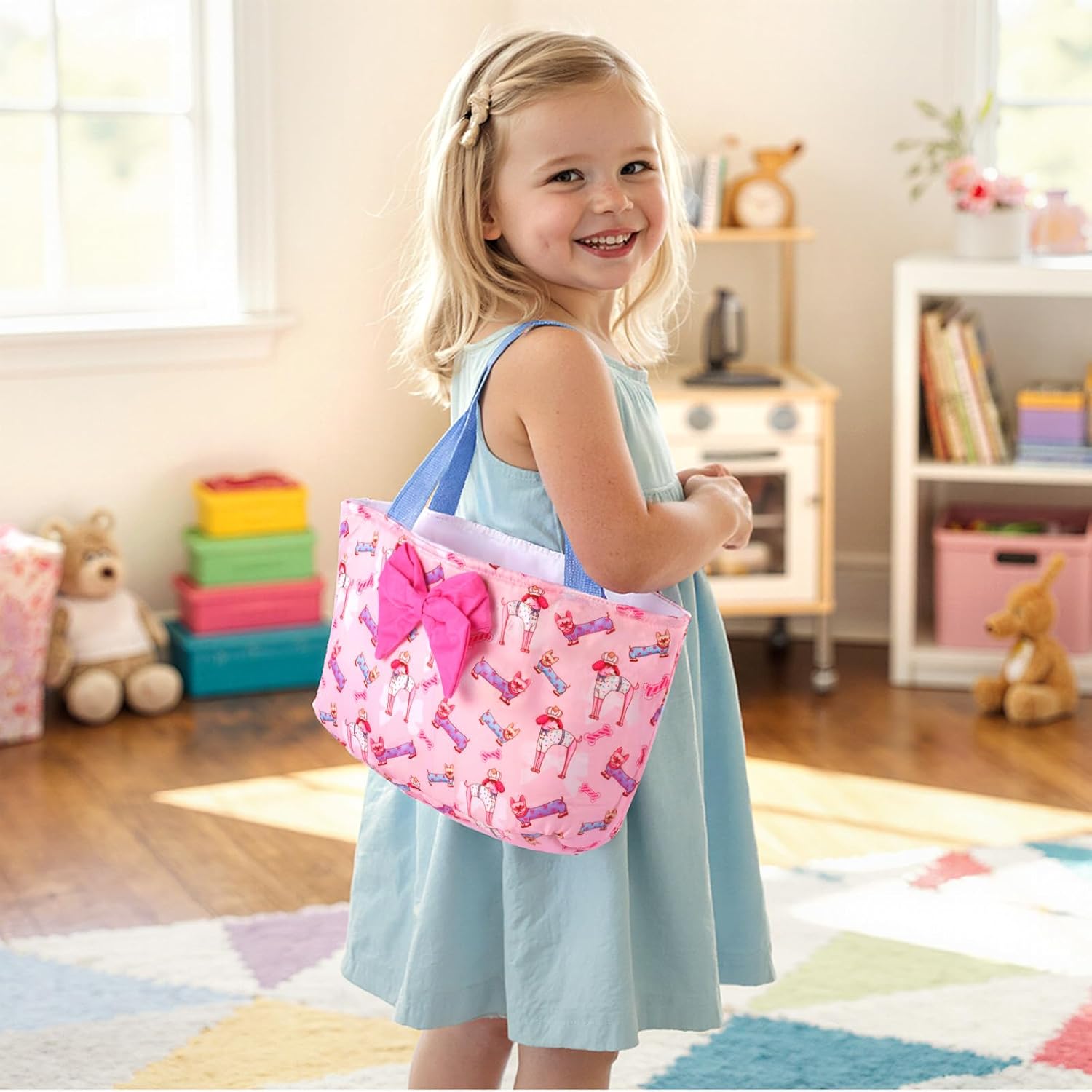 BABESIDE 7 Pcs Baby Doll Clothes Accessories Set for 12-16 Inch Dolls, Including Clothes Set, Doll Bottle and Diaper Bag, Great for Children's Pretend Play (Dolls not Included)