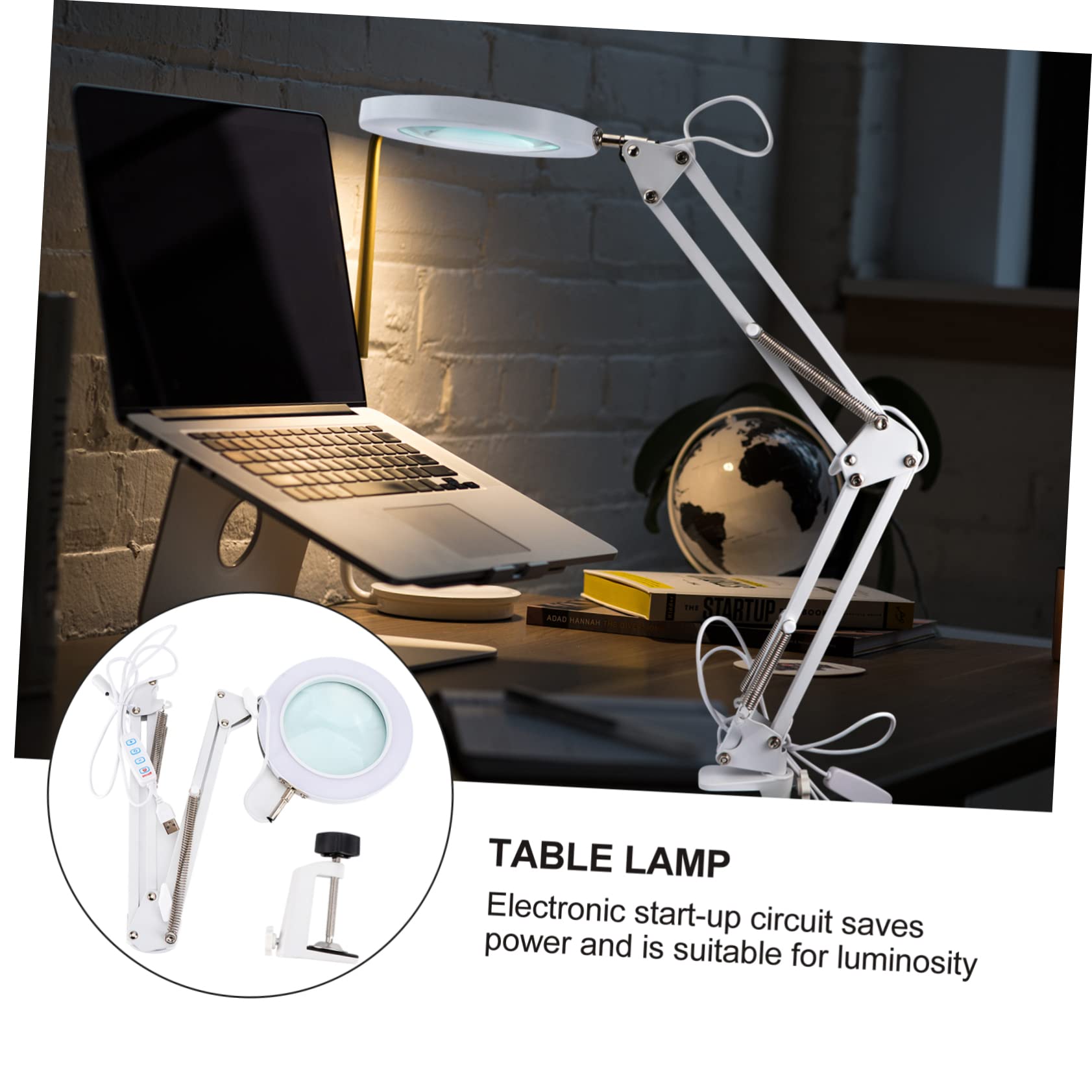 Lámpara Lupa LED 5x Luz Regulable y Brazo Ajustable, Lámpara de Escritorio de Color Claro para Soldadura y Manualidades, Luz LED Multinivel para Trabajo Detallado, 1 Unidad, Uso