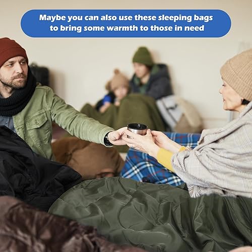 Miniatura 4 de Macarrie Paquete de 12 sacos de dormir para adultos, para clima cálido y frío, sacos de dormir para niños sin hogar, ligeros, impermeables,