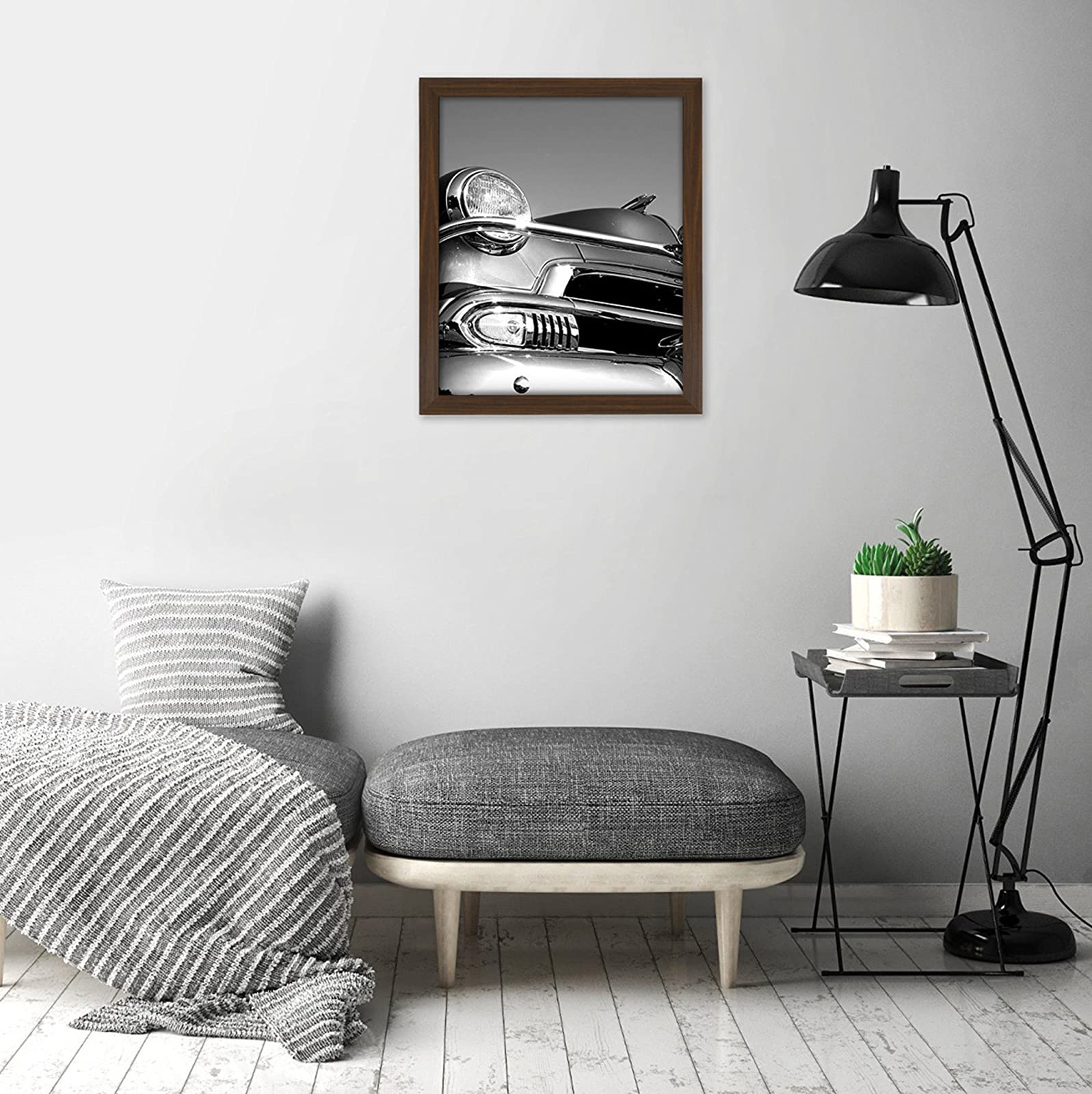 Americanflat Cornice per poster in rovere naturale, 12 x 18 cm, con plexiglass lucido, formato orizzontale e verticale per parete, con accessori da appendere inclusi