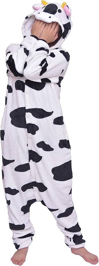 Amazon Com Uqoiil Adults Cow Onesie Animal Pajamas One Piece Cosplay Sleepwear Halloween Costume Clothing Shoes Jewelry