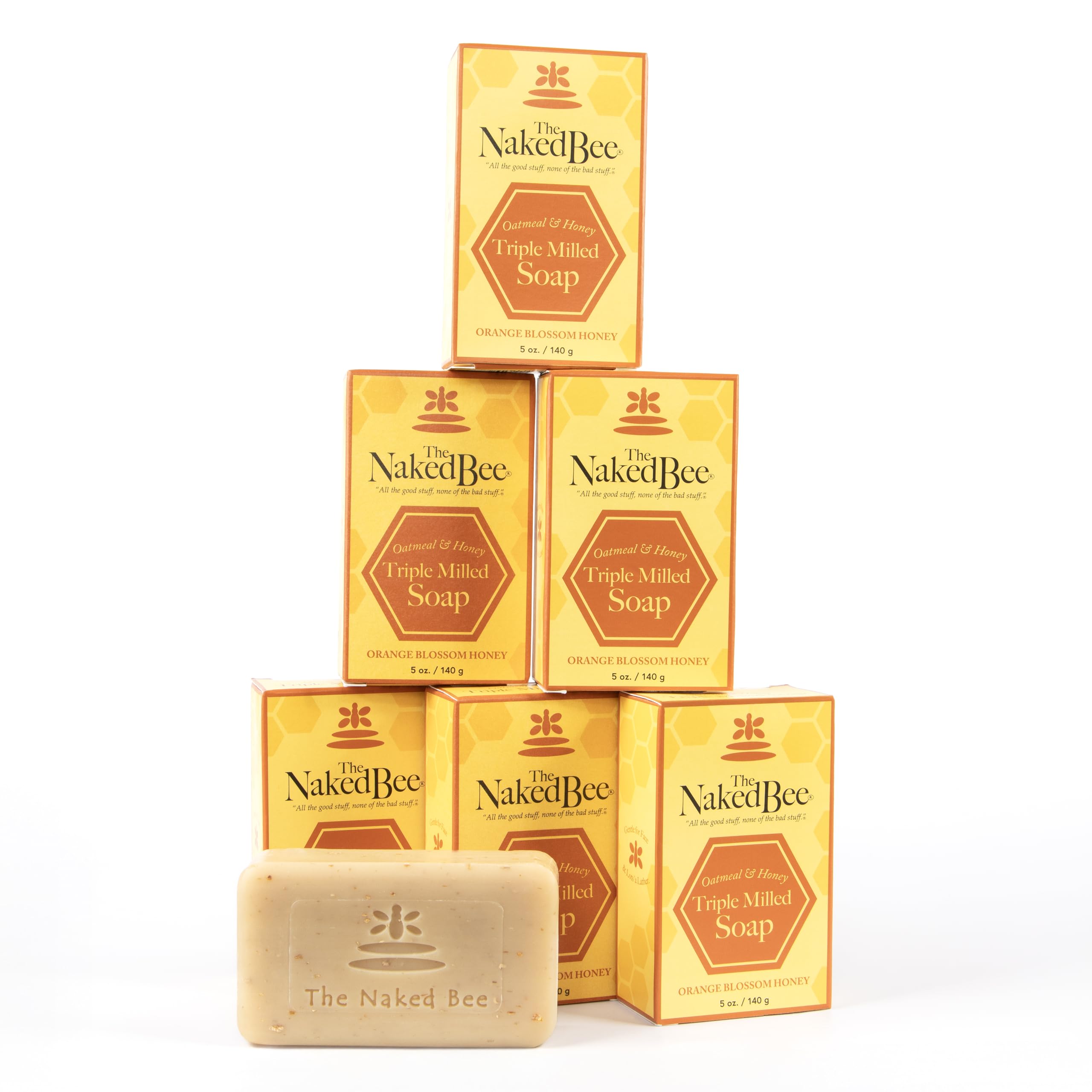 The Naked Bee Oatmeal Honey Triple Milled Soap 5 Ounce 6 Pack Orange Blossom Honey