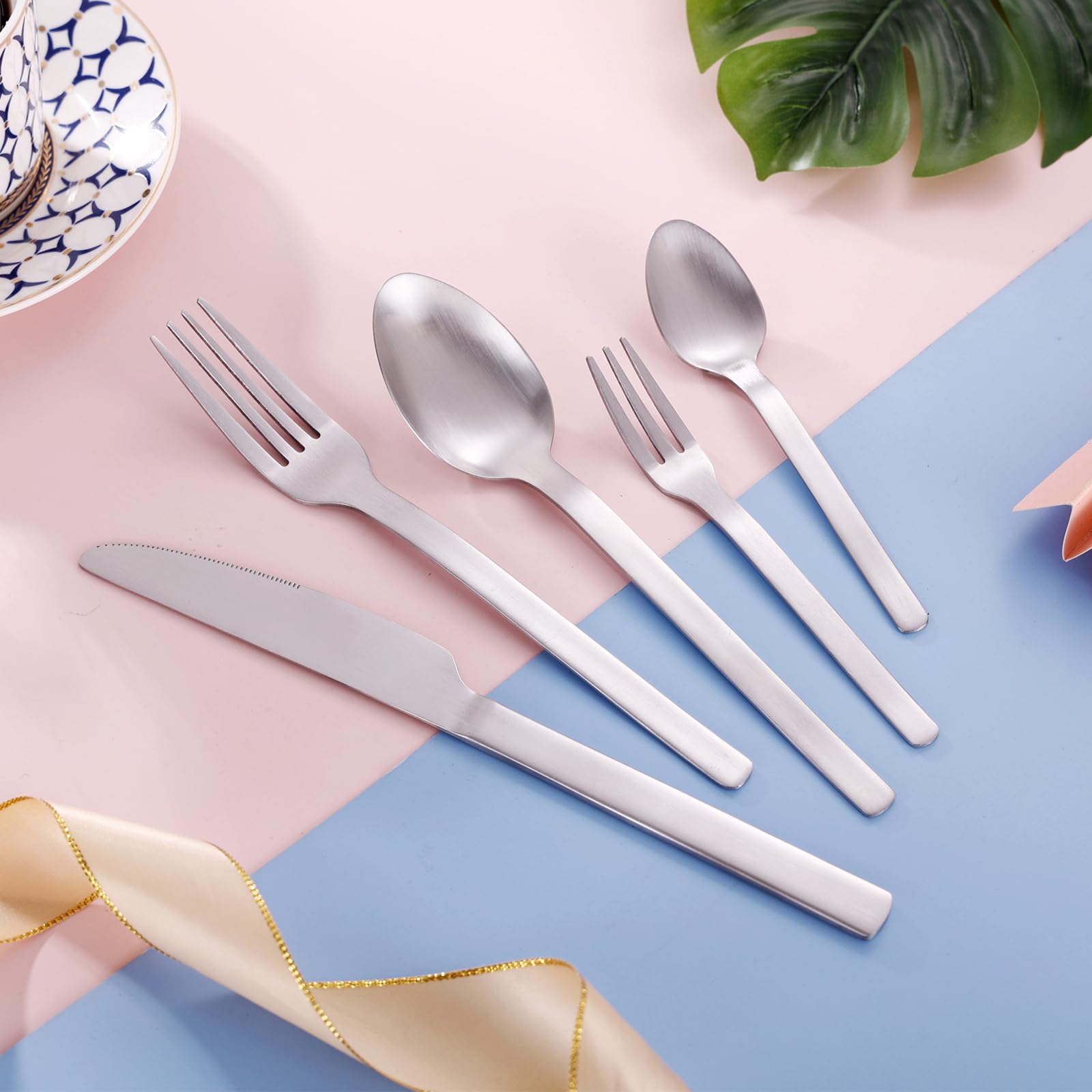 ECHTWERK set posate Angelini, 60 pezzi, posate per fino a 12 persone, acciaio inox 18/10, lucido a specchio, set da tavola, lavabile in lavastoviglie