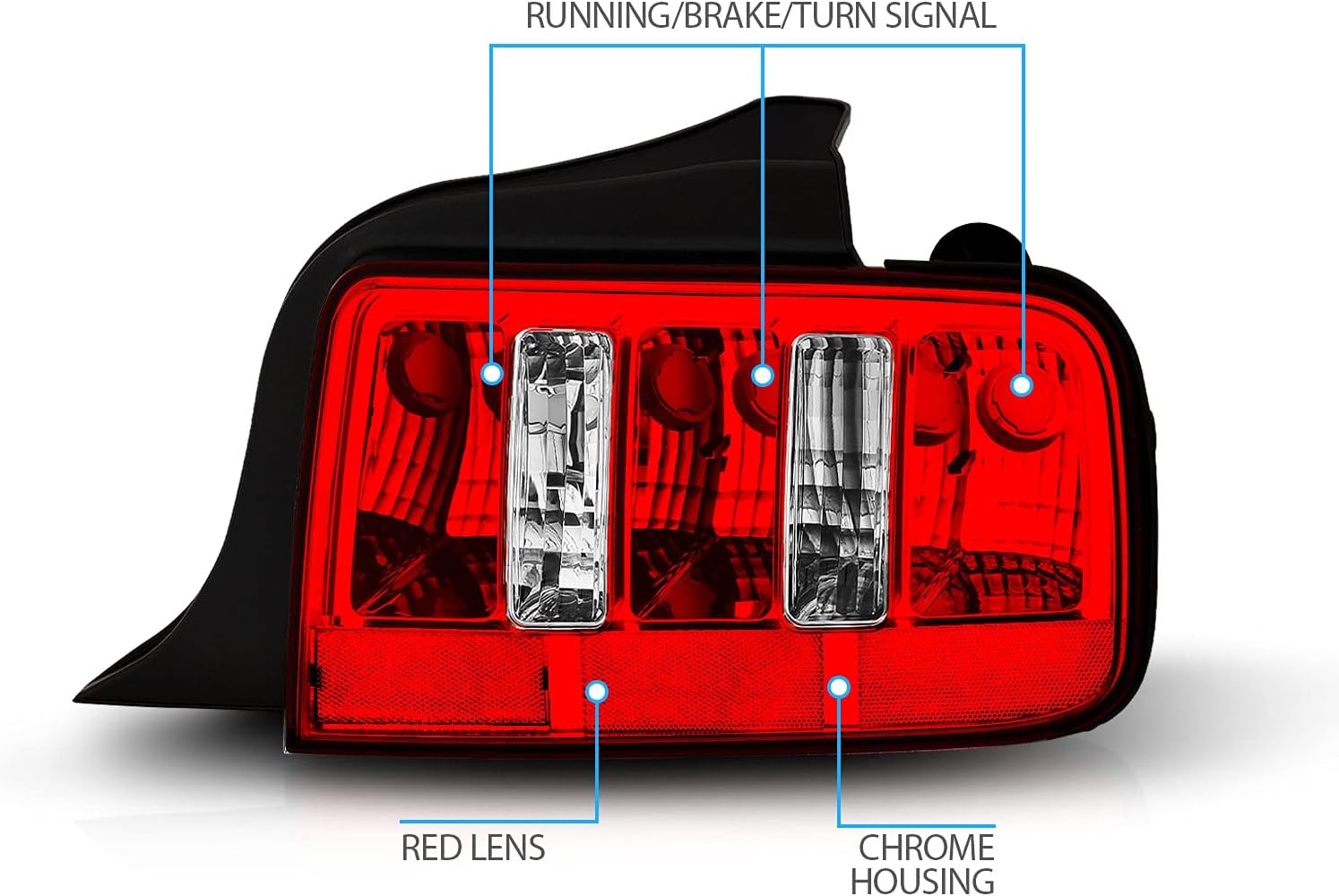 AmeriLite Taillights Red/Clear (2010 Style)(No Assy) For Ford Mustang - Passenger and Driver Side