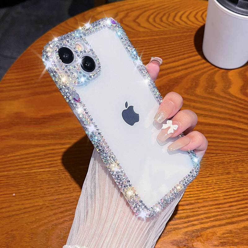 Omorro IPhone 13 Mini Hülle Für Frauen – Mit Make-up-Spiegel, Glitzer-Strass, Ringständer & Finger-Grip In Rose Gold
