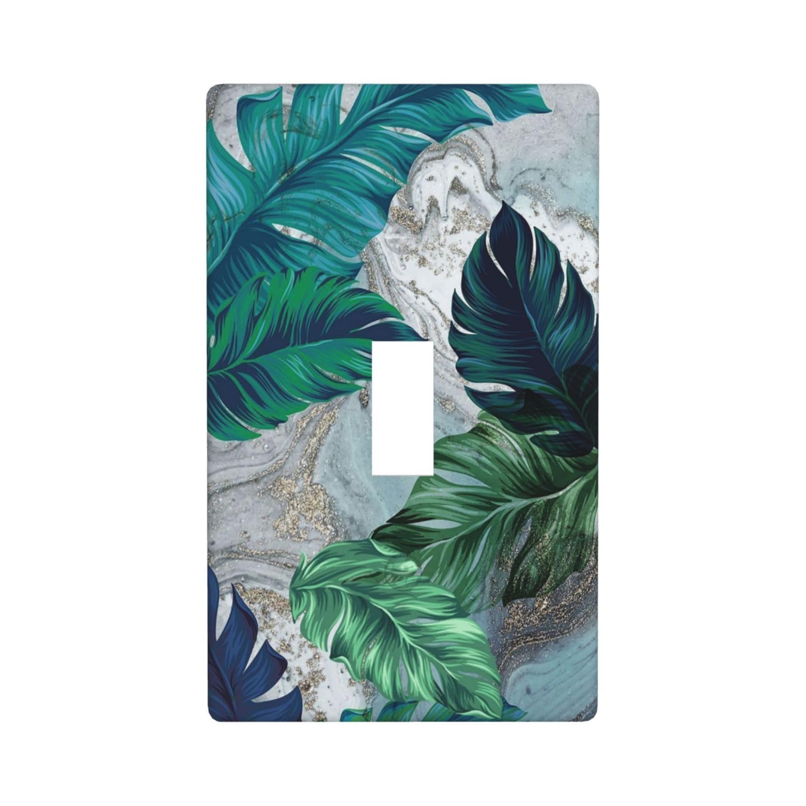 Silver Marble Leaves Light Switch Cover Decorative Single Toggle Wall Plate Outlet Cover For Bathroom Bedroom
