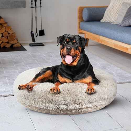 Miniatura 7 de Bessie and Barnie Bagel - Cama para perro de piel sintética extra afelpada - Cama circular para perro - Forro impermeable y funda lavable extraíble