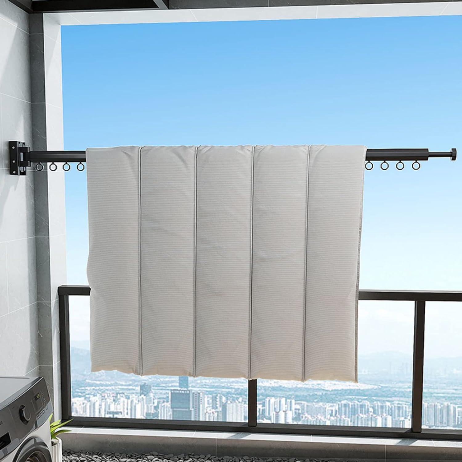 This Clothes Airer Indoor Wall Mounted Clothes Rack,Folding Retractable Drying Rack Clothing,Metal Hanging Drying Rack Space Saver for Laundry,Bathroom,Balcony,3-Fold Drying Rack,S